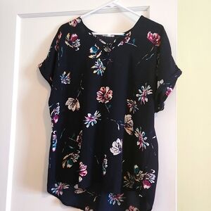 Dark navy blue short sleeved blouse